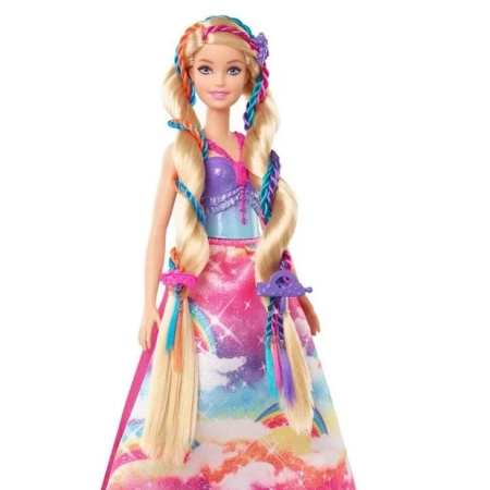Lalka Barbie Księżniczka Zakręcone Pasemka GTG00